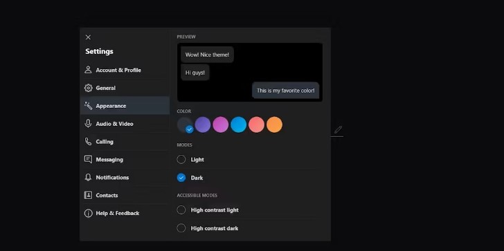 How To Switch To Dark Mode In Skype For Web